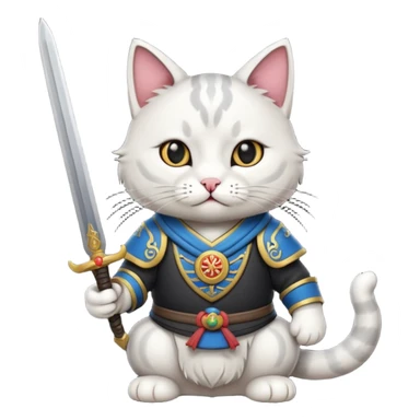 cat mogolian ancient army with small sword sticker