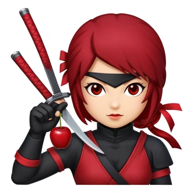 Girl ninja cutting cherries sticker