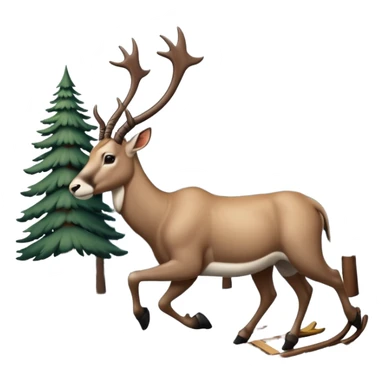 Eland met slede in dennenbos  sticker