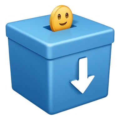 Blue box with a blue check in side sticker