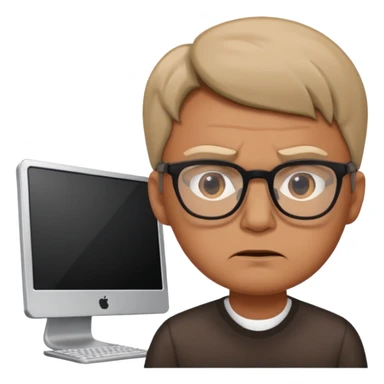 a man in front of a computer annoyed  sticker