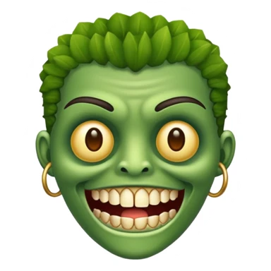 Zumbi verde com dente dourado com nariz sticker