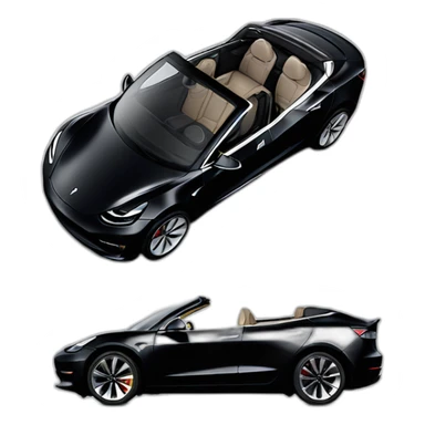 open top, black color, Tesla Model 3, black upholstery, side view sticker