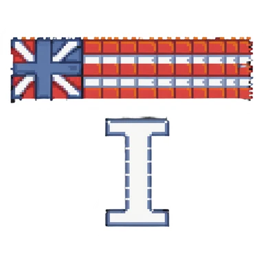 pixel art flag, large lowercase t in the center, retro palette sticker