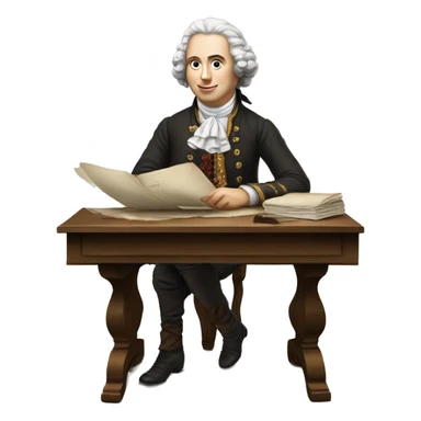 white writer on table 18 century sticker