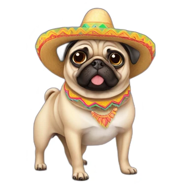 Pug with a sombrero sticker
