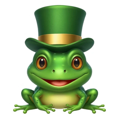 Frog in Green Top Hat – cheerful frog with shiny emerald top hat. sticker