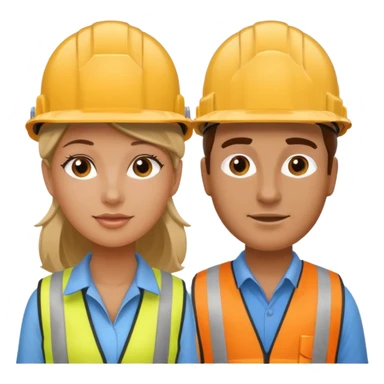 me haces una mujer y un hombre vestidos como constructores de obra sticker