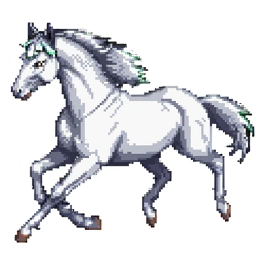 silver spirit horse running, mystical, magical sticker