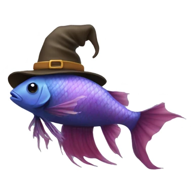 Beta fish with a witch hat  sticker