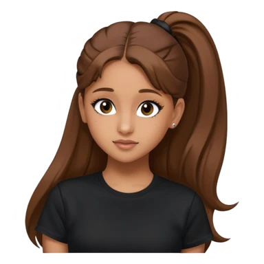 Ariana Grande high ponytaw with brown hair and with black thsirt and and eyeliner make her look 20 sticker
