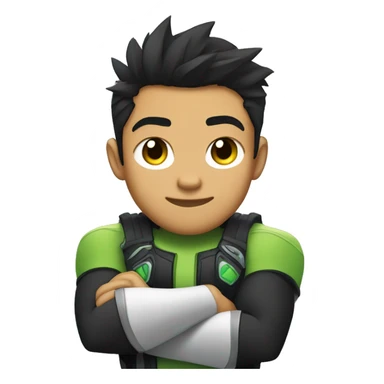 Omnitrix asain, arms folded side looking, half body sticker