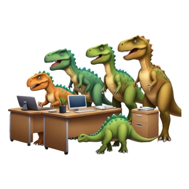 old dinosaurs working in an office sticker