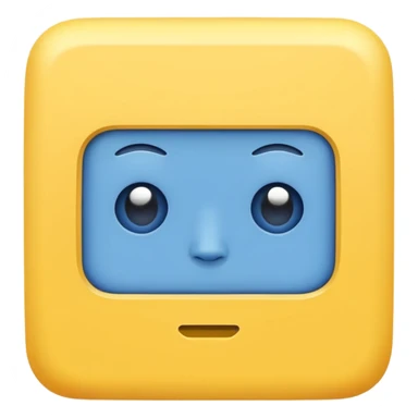 square with yellow body and square blue face sticker