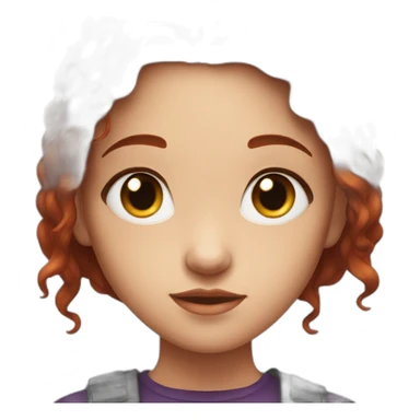 A dark red haired young girl, black eyelined sticker