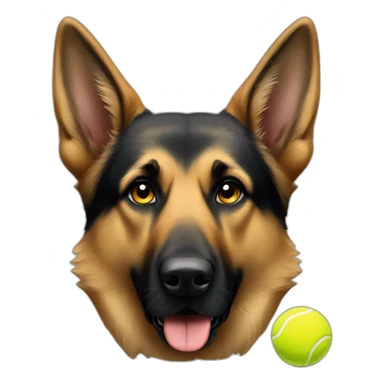 German shepherd with tennis ball sticker