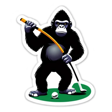 A gorila with a golf stick sticker