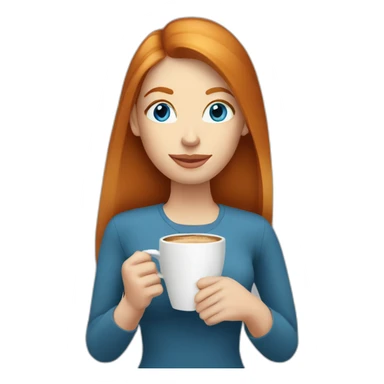 Ginger straight hair and blue eyes woman drinking a coffee sticker