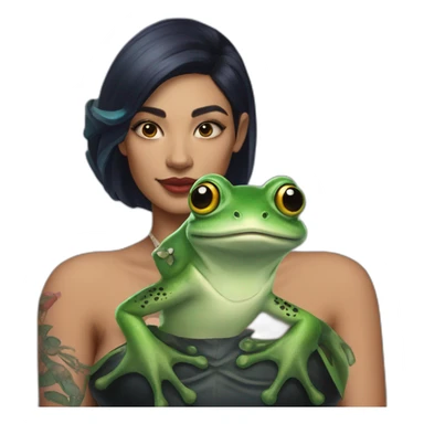 queen of frogs with manta ray tattoo on left shoulder sticker