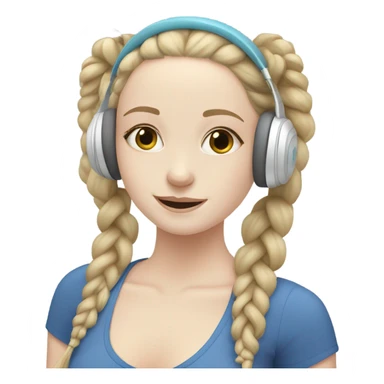 pale skin girl with braids doing yoga listening Musik with headphones  sticker