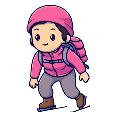 female mountain climber wearing pink clothes sticker