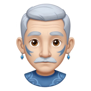 white-gray haired heavy blue tattooed big head accessory big nose mid size ear young sticker