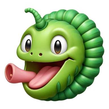 Cinematic Realistic Cute Yawning Caterpillar Portrait Emoji, Head tilted slightly with a dramatic, wide-open yawn, showcasing a soft, downy segmented body in vivid green with subtle drooping and half-closed, drowsy eyes, rendered with intricate natural texture and gentle shadows, high shine, relaxed yet expressive, styled with a dash of woodland charm, soft glowing outline, capturing the essence of a sleepy yet affectionate caterpillar that appears ready to stretch out and rest among the leaves! sticker