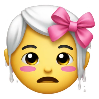 Crying emoji with pink bow  sticker