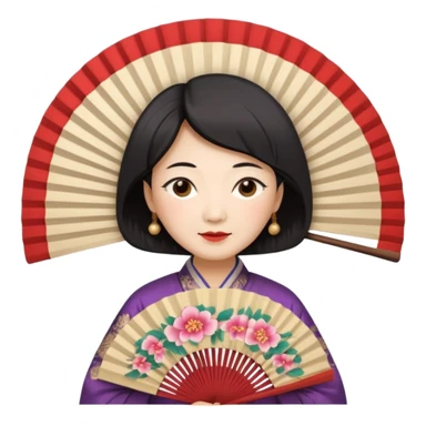 old women with folding fan sticker
