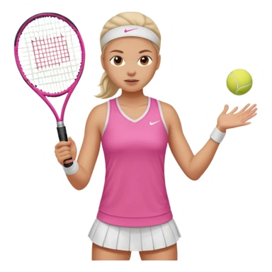 mujer tenista con parte de arriba rosa y de abajo blanca sticker