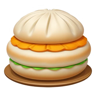 Steamed stuffed bun Baozi with visible pleated top, simplified emoji style with bold outlines and bright colors, cartoon style Chinese street snack sticker