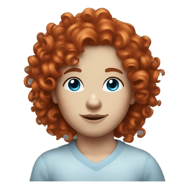 curly red hair, blue eyes, white skin, nose ring sticker