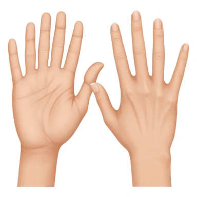 Deux mains côte à côte : la gauche lève l’index et le majeur, la droite l’annulaire et l’auriculaire. Les autres doigts sont repliés, pouces vers l’extérieur. sticker