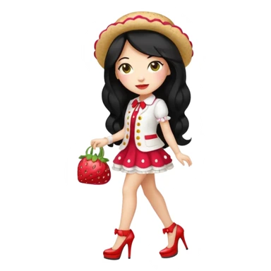 pretty and cute realistic modern day strawberry shortcake full body with high heels emoji sticker