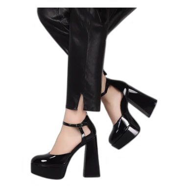 Black Patent Leather Daffodile Platform Heels sticker