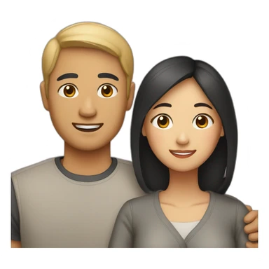 asian couple with labrador sticker