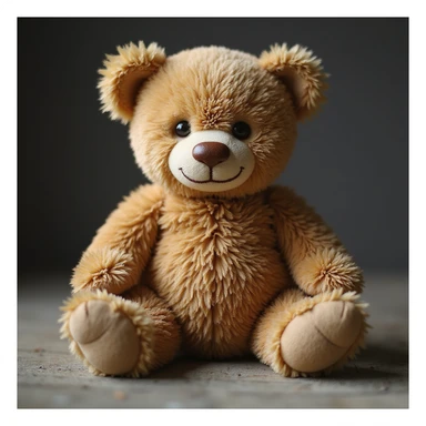 realistic teddy bear, soft lighting, photorealistic, sitting pose, on white background sticker