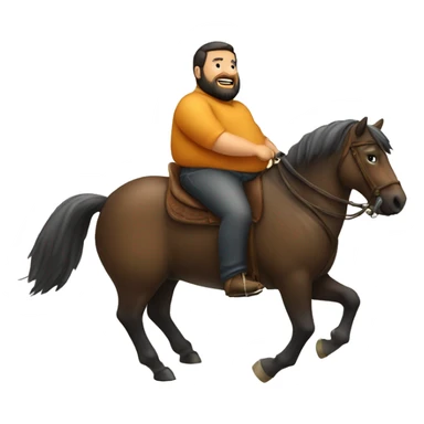 Fat man with beard riding horse sticker