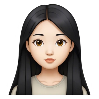 asian girl with long black straight hair sticker