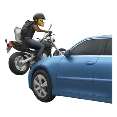 Biker hitting a car door sticker