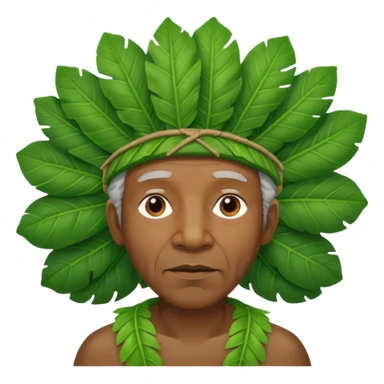 a old black man with jungle wearing a large leaf headgear bye  sticker