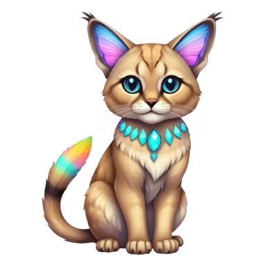 Colorful Neon exotic iridescent tropical shiny Fantasy-Siamese-Bobcat-Caracal-Moth-Scottish-Fold-feline-Fakémon-feline-hybrid (full body) sticker