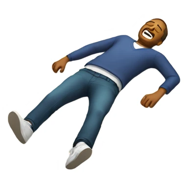 Guy dying on the floor with laughter  sticker