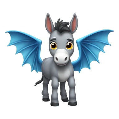 cute Donkey with blue dragon wings sticker