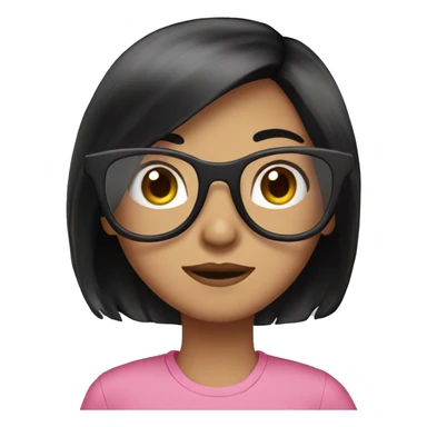 Girl long black hair with glasses pink shirt  sticker