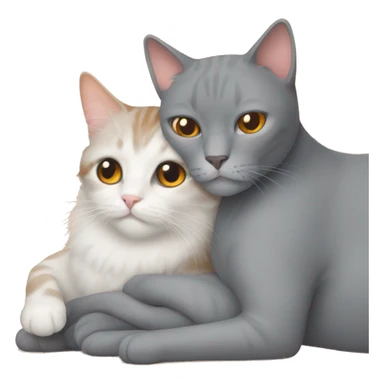 Orange cat and a grey cat cuddling sticker