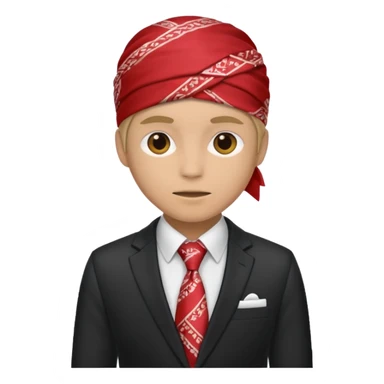 Character wearing a bandana and a suit sticker