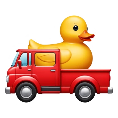 yellow rubber duck inside a red truck sticker