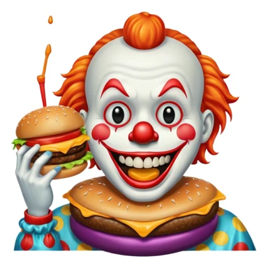 Art the clown from terriffer eating a burger sticker