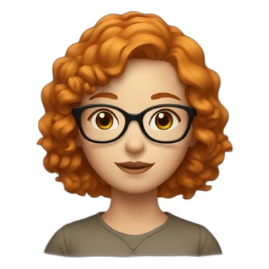 girl with short wavy ginger hair and square glasses sticker